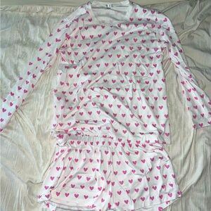 Pima Long-Short Weekend Set in Pink Heart, size XXL | Lake